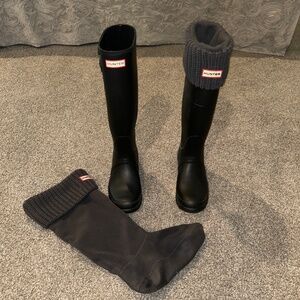 Hunter rain boots with boot socks